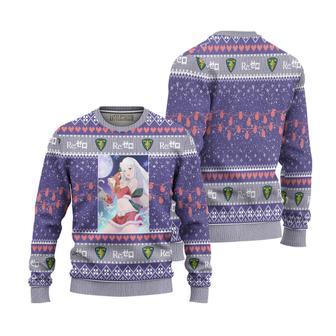 Re Zero Ugly Sweater Custom Emilia x Puck Knitted Sweatshirt Anime Christmas Gift | Favorety UK