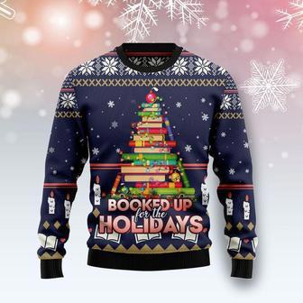 Reading Book Ugly Christmas Sweater Booked Up For The Holidays Book Christmas Tree Sweater | Favorety