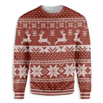 Reindeer Sweater Reindeer Christmas Pattern Red White Ugly Sweater | Favorety UK