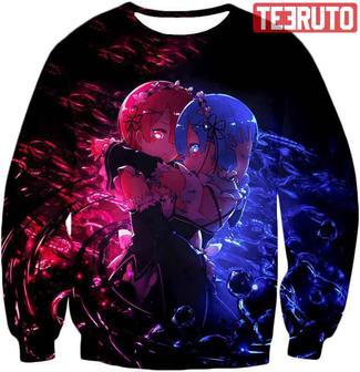 Rezero Wonderful Anime Twin Maids Rem And Ram Cute Black - Rezero Anime Sweatshirt | Favorety AU