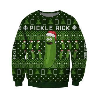 Rick And Morty Christmas Sweater Pickle Rick Christmas Tree Pattern Green Ugly Sweater | Favorety CA