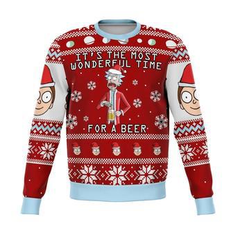 Rick And Morty It's The Most Wonderful Time For A Beer Red Christmas Ugly Wool Sweater Christmas Gift | Favorety UK