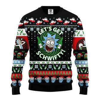 Rick And Morty Let's Get Schwifty Beer Black Christmas Ugly Wool Sweater Christmas Gift For Kid Adult | Favorety CA