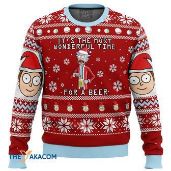 Rick and Morty Time for a Beer Gift For Fan Anime Christmas Ugly Sweater | Favorety UK