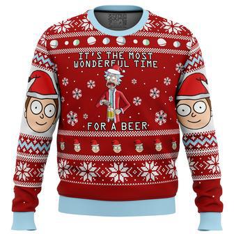 Rick and Morty Time for a Beer Ugly Christmas Sweater | Favorety AU