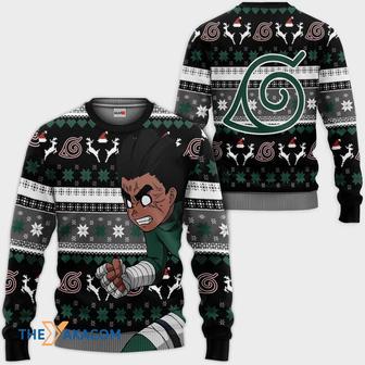 Rock Lee Black Custom With Pattern Gift For Fan Anime Christmas Ugly Sweater | Favorety