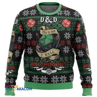 Roll Initiative Dungeons Dragons Custom Gift For Fan Anime Christmas Ugly Sweater | Favorety UK