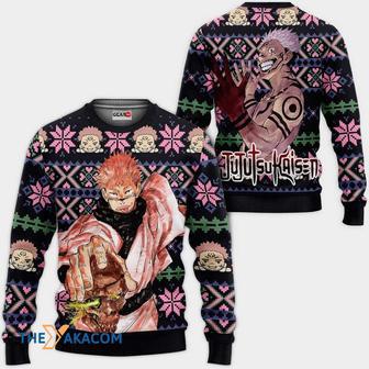 Ryomen Sukuna Anime Jujutsu Kaisen Black with Pattern Custom Gift For Fan Anime Christmas Ugly Sweater | Favorety UK