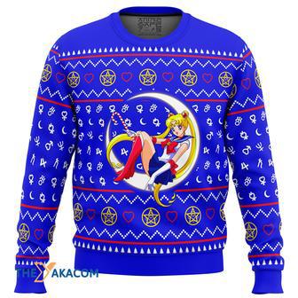 Sailor Moon Sitting on Moon Gift For Fan Anime Christmas Ugly Sweater | Favorety AU