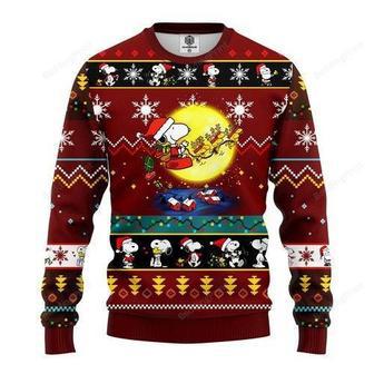 Santa Sleigh Ride Snoopy Christmas Pattern Christmas Ugly Wool Sweater Christmas Gift For Kid Adult | Favorety CA