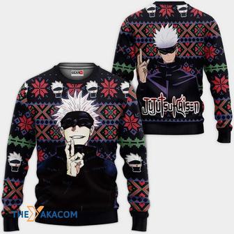 Satoru Gojo Anime Jujutsu Kaisen Black with Pattern Custom Gift For Fan Anime Christmas Ugly Sweater | Favorety UK