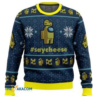 Say Cheese Among Us Custom Gift For Fan Anime Christmas Ugly Sweater | Favorety DE