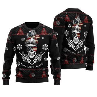 Skull Ugly Christmas Sweater Skull I Do What I Want Black Sweater | Favorety