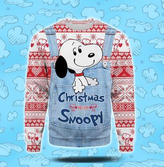 Snoopy Christmas Ugly Sweater Christmas With Snoppy Christmas Pattern Red White Sweater | Favorety