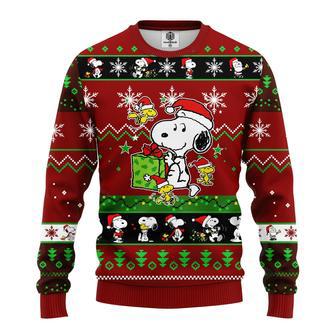 Snoopy Christmas Ugly Sweater Snoopy With Presents Christmas Pattern Red Sweater | Favorety DE