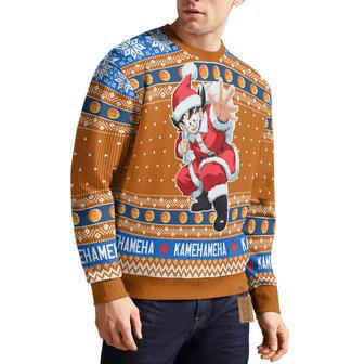 Son Goku Santa Claus Knitted Sweatshirt Dragon Ball Custom Ugly Sweater Anime Christmas Gift | Favorety AU