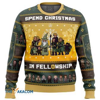 Spend Christmas in Fellowship The Lord of the Rings Gift For Fan Anime Christmas Ugly Sweater | Favorety UK