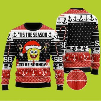 SpongeBob Til The Season To Be Spongy Christmas Ugly Wool Sweater Christmas Gift For Kid Adult | Favorety AU