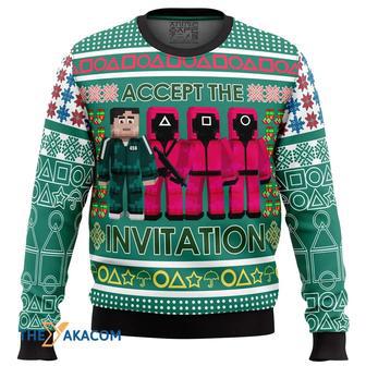 Squid Game Invitation Custom Gift For Fan Anime Christmas Ugly Sweater | Favorety UK