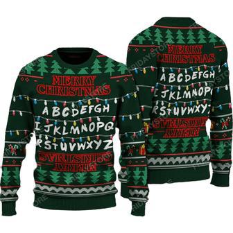 Stranger Things Ugly Sweater ST English Alphabet Merry Christmas Sweater Stranger Things Sweater | Favorety CA