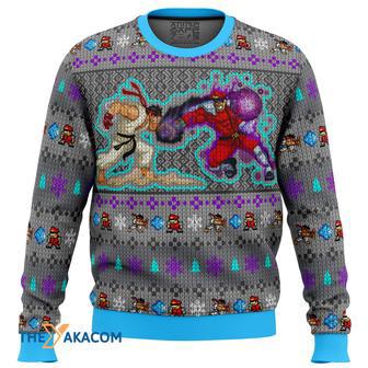 Street Fighter Ryu Vs. M. Bison Gift For Fan Anime Christmas Ugly Sweater | Favorety CA