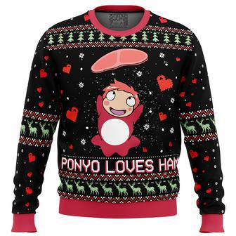 Studio Ghibli Ponyo Loves Ham Miyazaki Ugly Christmas Sweater | Favorety DE