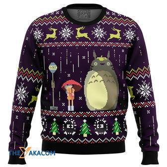 Studio Ghibli Totoro Rain Miyazaki Gift For Fan Anime Christmas Ugly Sweater | Favorety CA