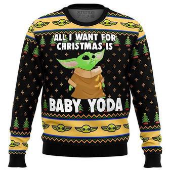 SW Christmas Sweater All I Want For Christmas Is Baby Yoda Ugly Sweater Cute SW Ugly Sweater | Favorety AU