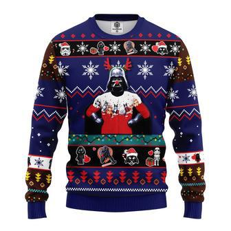 SW Christmas Sweater Funny Reindeer Darth Vader Blue Ugly Sweater Funny High Quality SW Ugly Sweater | Favorety CA