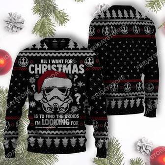 SW Sweater All I Want Christmas Is To Find The Droids Ugly Sweater High Quality SW Ugly Sweater | Favorety CA