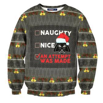 SW Sweater Naughty Nice An Attempt Was Made Sith Christmas Grey Ugly Sweater SW Ugly Sweater | Favorety CA