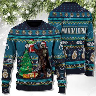 SW Sweater The Mandalorian Christmas Theme Ugly Sweater Cute High Quality SW Ugly Sweater | Favorety