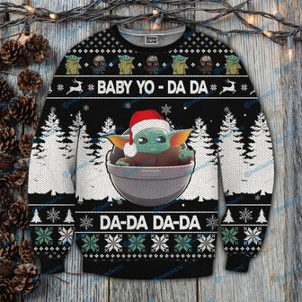 SW Ugly Sweater Baby Yo Da Da Da Da Grogu Christmas Black Sweater Cute High Quality SW Grogu Sweater | Favorety AU