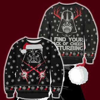 SW Ugly Sweater I Find you Lack Of Cheer Disturbing Sith Reindeer Black Sweater High Quality SW Sweater | Favorety UK