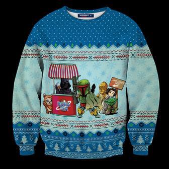 SW Ugly Sweater SW Queue For BobaTea Blue Sweater Funny High Quality SW Sweater | Favorety CA