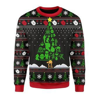 SW Ugly Sweater SW Silhouette Christmas Tree Green Black Red Sweater High Quality SW Sweater | Favorety UK