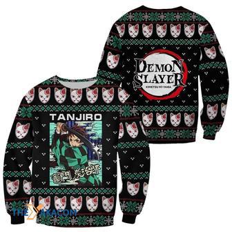 Tanjiro Kamado Kimetsu no Yaiba Anime Jewel Neckline Custom Gift For Fan Anime Christmas Ugly Sweater | Favorety AU