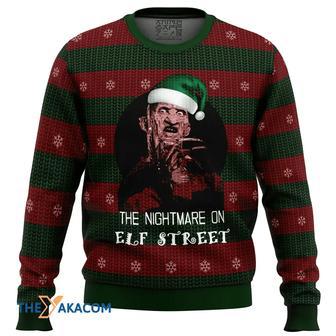 The Nightmare On Elf Street Freddy Krueger Custom Gift For Fan Anime Christmas Ugly Sweater | Favorety UK