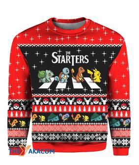 The Starters On Abbey Road Pokemon Manga Anime Christmas Ugly Sweater | Favorety