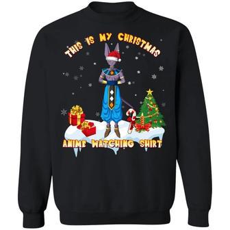 This Is My Christmas Anime Watching Shirt Lord Beerus Of Dragon Ball Sweatshirt All Day Tee | Favorety UK