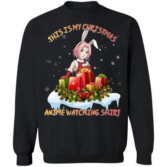 This Is My Christmas Anime Watching Shirt Sakura Haruno of Naruto Sweatshirt All Day Tee | Favorety UK