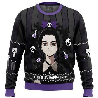 This is my Happy Face Wednesday Addams Ugly Christmas Sweater | Favorety