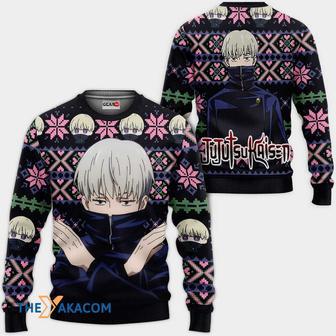 Toge Inumaki Anime Jujutsu Kaisen Black with Pattern Custom Gift For Fan Anime Christmas Ugly Sweater | Favorety UK