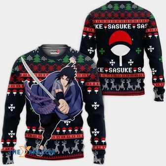 Uchiha Sasuke Naruto Anime Dark Blue Custom Gift For Fan Anime Christmas Ugly Sweater | Favorety UK