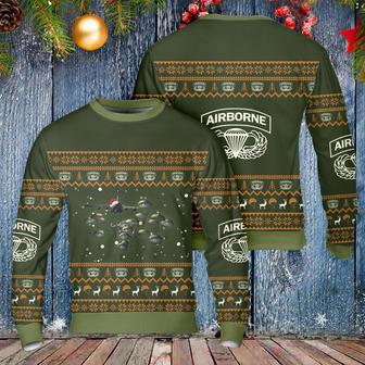 Veteran Sweater Airborne Deivision Parachute Green Veteran Christmas Ugly Sweater | Favorety DE