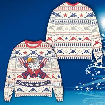 Veteran Sweater Eagle Amendment American Flag White Christmas Ugly Sweater | Favorety DE