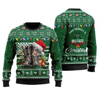 Veteran Sweater Have Yourself A Military Christmas Veteran Green Ugly Sweater | Favorety UK