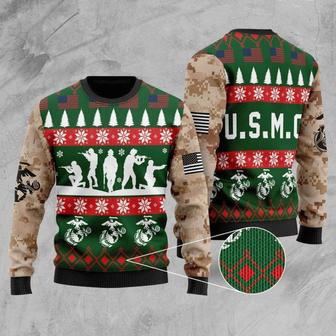 Veteran Sweater United States Marine Corps Camo Green Veteran Christmas Ugly Sweater | Favorety CA