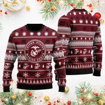 Veteran Sweater US Marine Corps Seal Stars Christmas Pattern Veteran Ugly Sweater | Favorety AU