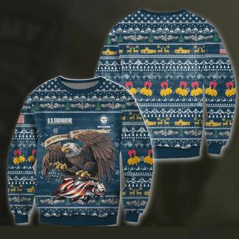 Veteran Sweater US Submarine Veteran Eagle Christmas Pattern Blue Ugly Sweater | Favorety